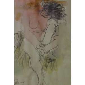  Figure, Watercolor and Pencil Drawing By Carmel Artist 