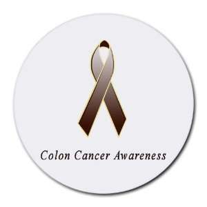 Colon Cancer Awareness Ribbon Round Mouse Pad