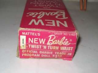 Vtg 1966 Twist N Turn TNT BARBIE Doll w Original Box DK Brown Great 