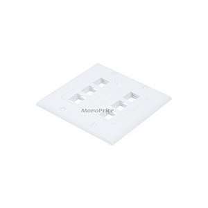    Branded 2 Gang Wall Plate for Keystone, 6 Hole   White Electronics