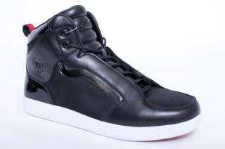 NEW MENS CADILLAC DRIFTER BLACK WHITE LEATHER HIGH TOP SNEAKERS SHOES 