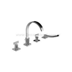 Riobel 4 piece deck mount faucet with hand shower PFTQ12TBN Brushed 