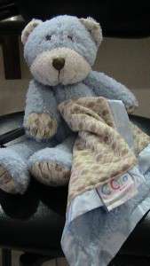 NEW Cocalo Baby Bear & Blankie Blue Brown Argyle Design Baby Blanket 