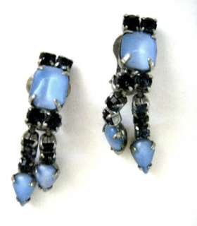 Vintage silvertone metal with light blue cabochon glass stones and 