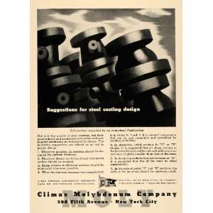1944 Ad Climax Molybdenum Co. Chromium Steel Casting   Original Print 