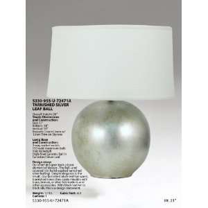  Tarnished Silver Leaf Ball Table Lamp and Shade