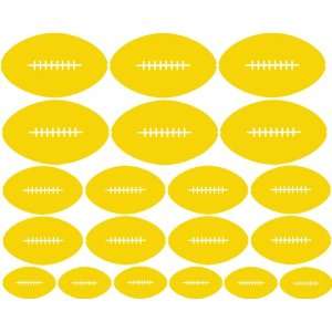  Set of 20   Yellow Footballs Vinyl Wall Graphic Decals 