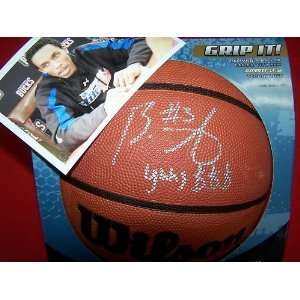  Brandon Jennings Signed Autographed Basketball Bucks w 