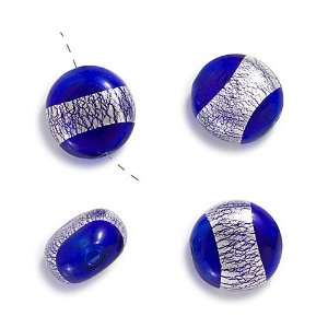   20mm Disc Beads Cobalt Blue Silver Foil (4) Arts, Crafts & Sewing