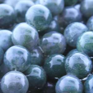 Moss Agate  Round Plain   10mm Diameter, Sold by 16 Inch Strand with 