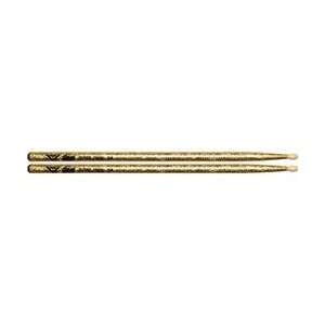   Wood Tip Sticks   Pair 5A Gold Sparkle (5A Gold Sparkle) Musical