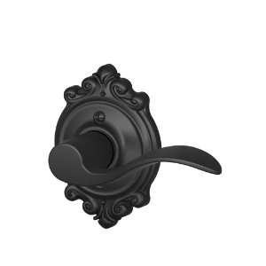  Black F Series Single Dummy Accent Door Lever with the Decorative Broo
