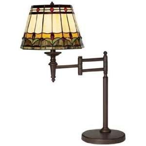  Mission Tiffany Style Bronze Swing Arm Desk Lamp