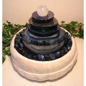 Tabletop Fountain Aqua Blue Agate Cascade With Crystal 