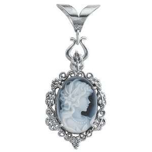  Sterling Silver V Slider Agate Cameo Pendant Jewelry