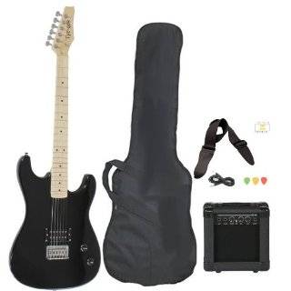 Full Size Black Electric Guitar with Amp, Case and Accessories Pack 