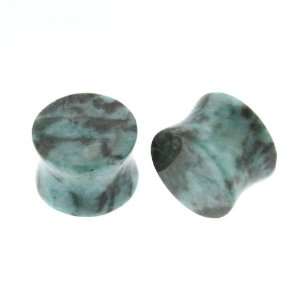  Green ite Stone Plugs   9/16 (14mm)   Sold as a 