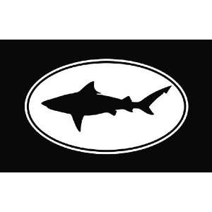 Bull Shark Oval Vinyl Die Cut Decal Sticker 6 White