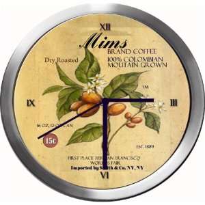 MIMS 14 Inch Coffee Metal Clock Quartz Movement  Kitchen 