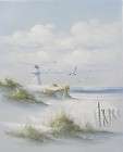 LIGHTHOUSE ON SEAGULL BEACH 16 x 20 Vertical Oil Painting on Canvas 