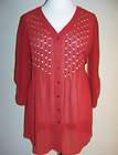 BEVERLY DRIVE Brick Red Embellished Tunic Top, 20 22W 2X *NWT $58