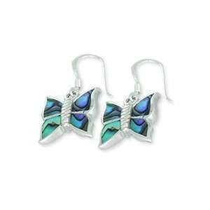    Sterling Silver Abalone Butterfly Earrings 