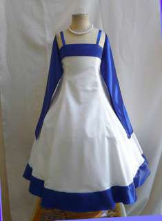 NEW IVORY ROYAL BLUE FLOWER GIRL BRIDALS PARTY DRESS  