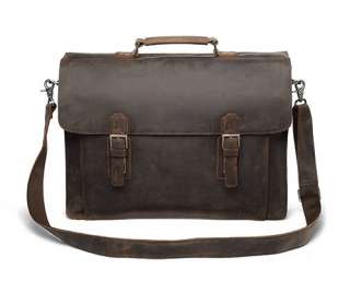 Extra Large 18 Leather Briefcase Double Gussets Messenger Bag Laptop 