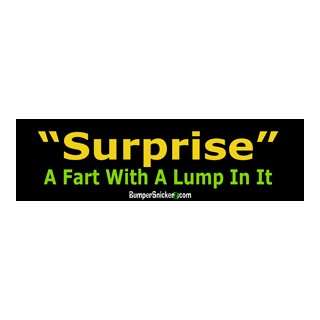 Surprise A Fart With A Lump In It   Funny Bumper Stickers (Medium 10x2 