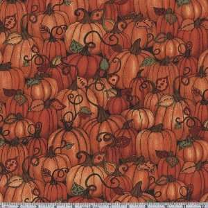  45 Wide Harvest Moon Pumpkins Rust Fabric By The Yard 