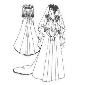  1882 1888 Bustle Wedding Gown with Cathedral Train Pattern 