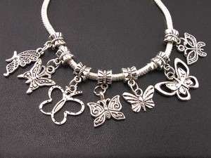 Mix 120pcs Tibetan Silver Sundry Butterfly Charms Beads Fit Bracelet 