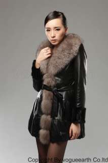   collar leather&mink fur black/brown jacket/coat/ourwear XS/S/M  