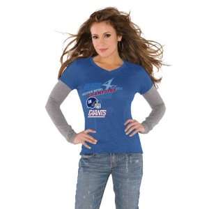   Super Bowl XLVI Champions Womens Long Sleeve Faux Layer T Shirt
