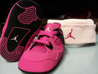   Infant Jordan 4 Retro Voltage Cherry Pink Suede Crib Gift Pack  