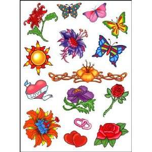    Orange Sun and flowers Sheet Temporaray Tattoo Toys & Games