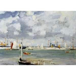   Weissenbruch Hendrik Ships in the harbour Sun Canvas