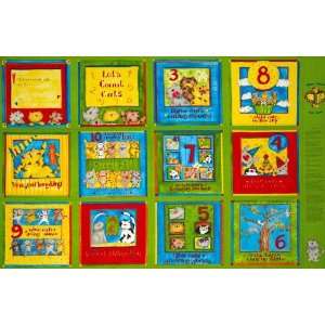 44 Wide Kitten Capers Soft Book Panel Lets Count Cats Green/Multi 