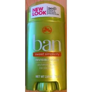 Ban Antiperspirant Deodorant, Invisible Solid, Sweet Simplicity, 2.6 