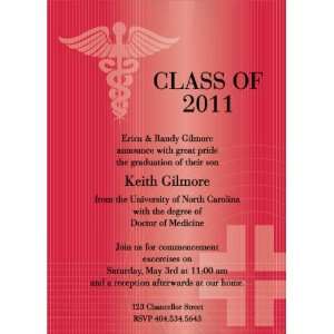  Caduceus   Red Graduation Invitations Health & Personal 
