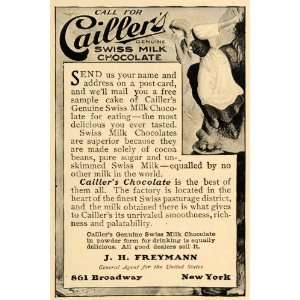  1904 Ad Caillers Swiss Milk Chocolate Freymann Dessert 