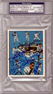 Mickey Mantle, Berra, Ford & Rizzuto Autographed 1986 TCMA Card #9 PSA 