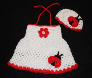 Handmade Crochet Baby Dress & Matching Hat *Lady Bug*  