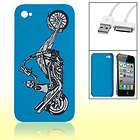 Blue Plastic Case Skull Autobike Guard for iPhone 4 4G