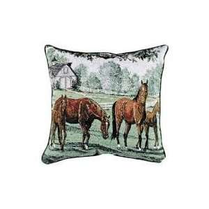  Lazy Meadow Horses Decorative Throw Pillow 17 x 17 