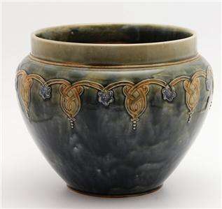   England Antique Drip Glaze Bulbous Jardiniere Arts & Craft Pottery