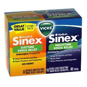  VICKS Dayquil and Nyquil Sinex Sinus Relief Liquicaps, 48 