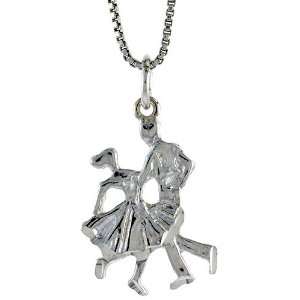   Sterling Silver 7/8 in. (23mm) Tall Ballroom Dancers Pendant Jewelry