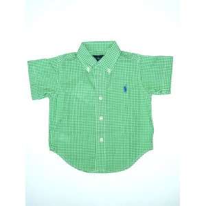   Infant Baby Boy Short Sleeved Green Checkered Shirt (9 Months) Baby