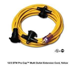  50 12/3 STW Pro Cap Multi Outlet Extension Cord Yellow 